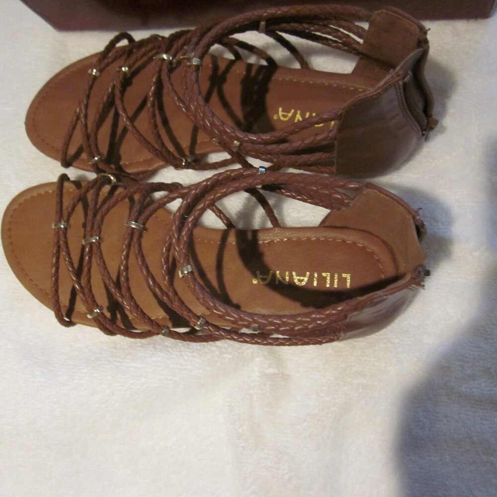 Liliana Galaxy zip heel sandals Size 8 Tan